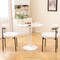 White Faux Sherpa Metal Dining Chairs Set of 2 with Curved Backrest and Padded Seat